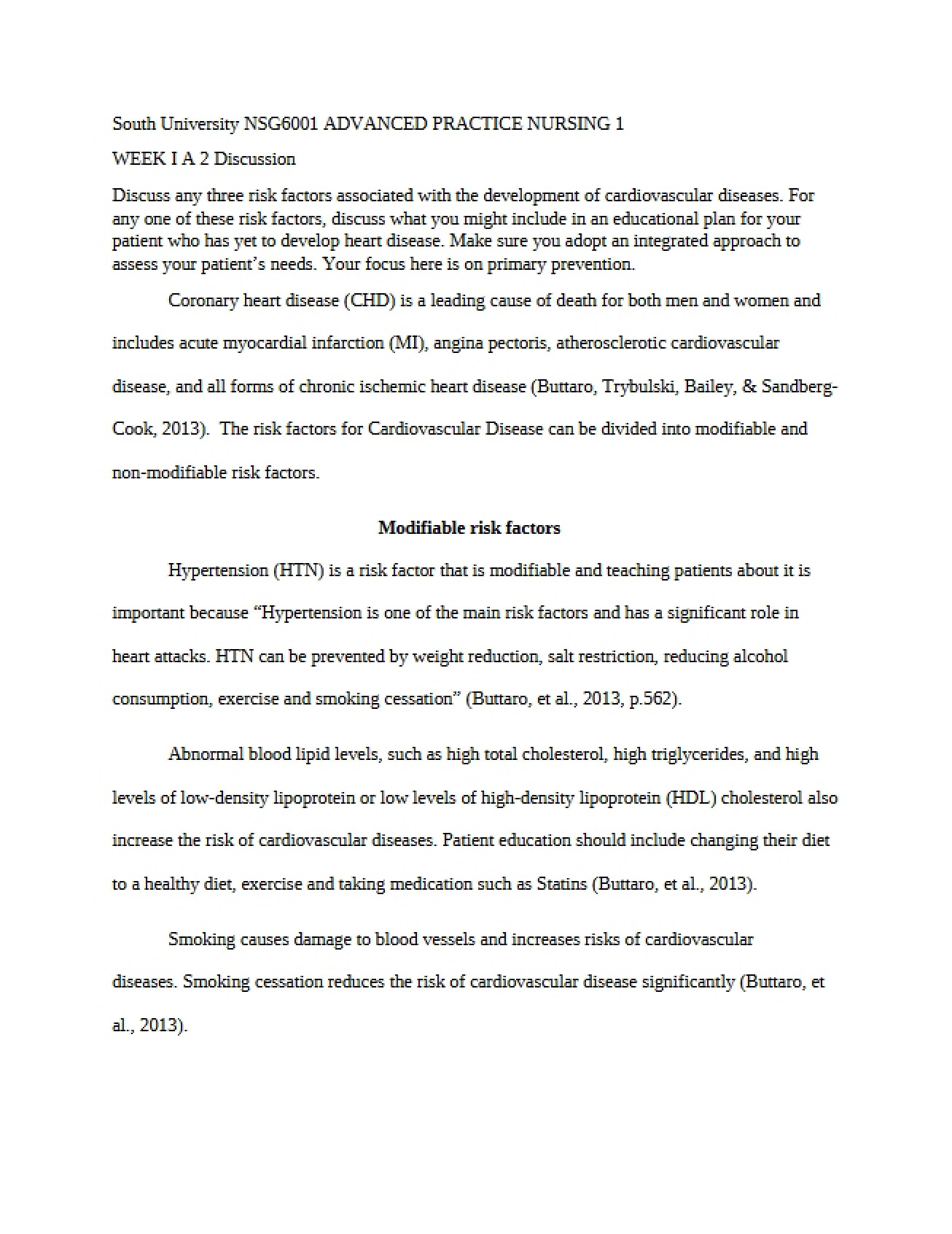 Examination of Modifiable Risk Factors