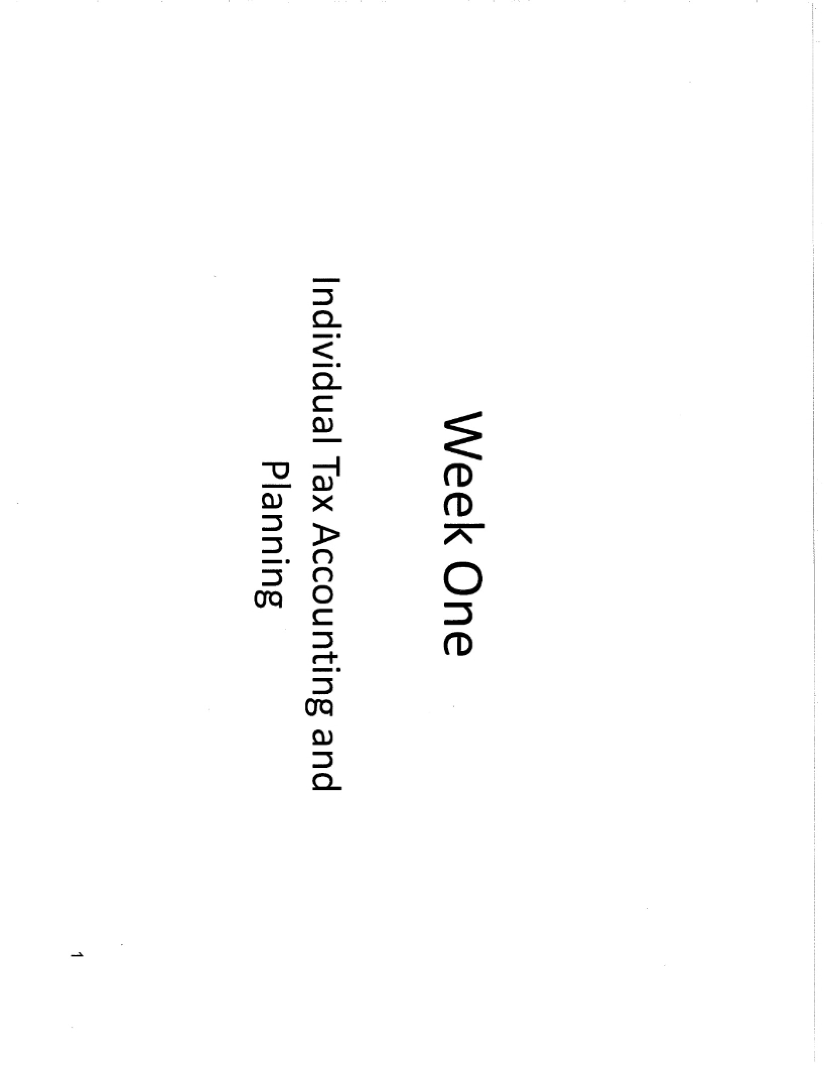 Lecture Notes Week One