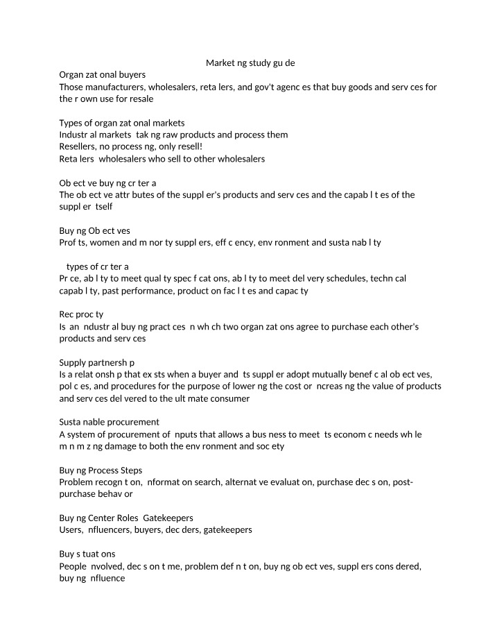 Marketing Study Guide - Part 2