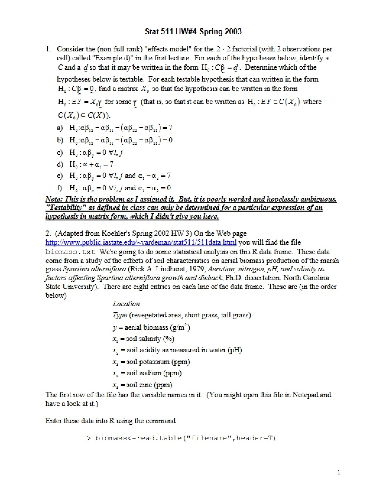 Fourth Homework for Statistical Methods