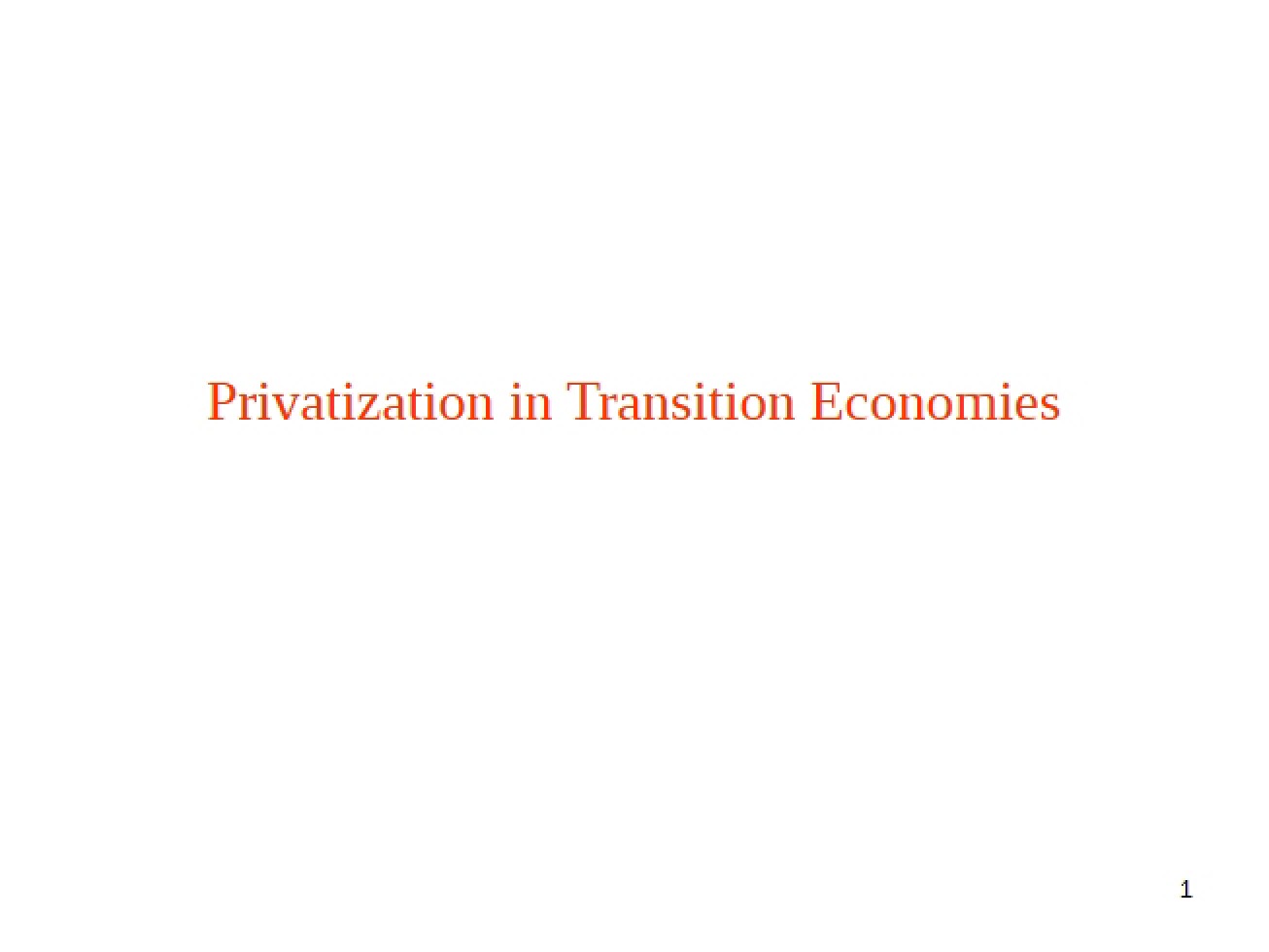 Overview of Privatization in Transition Economies