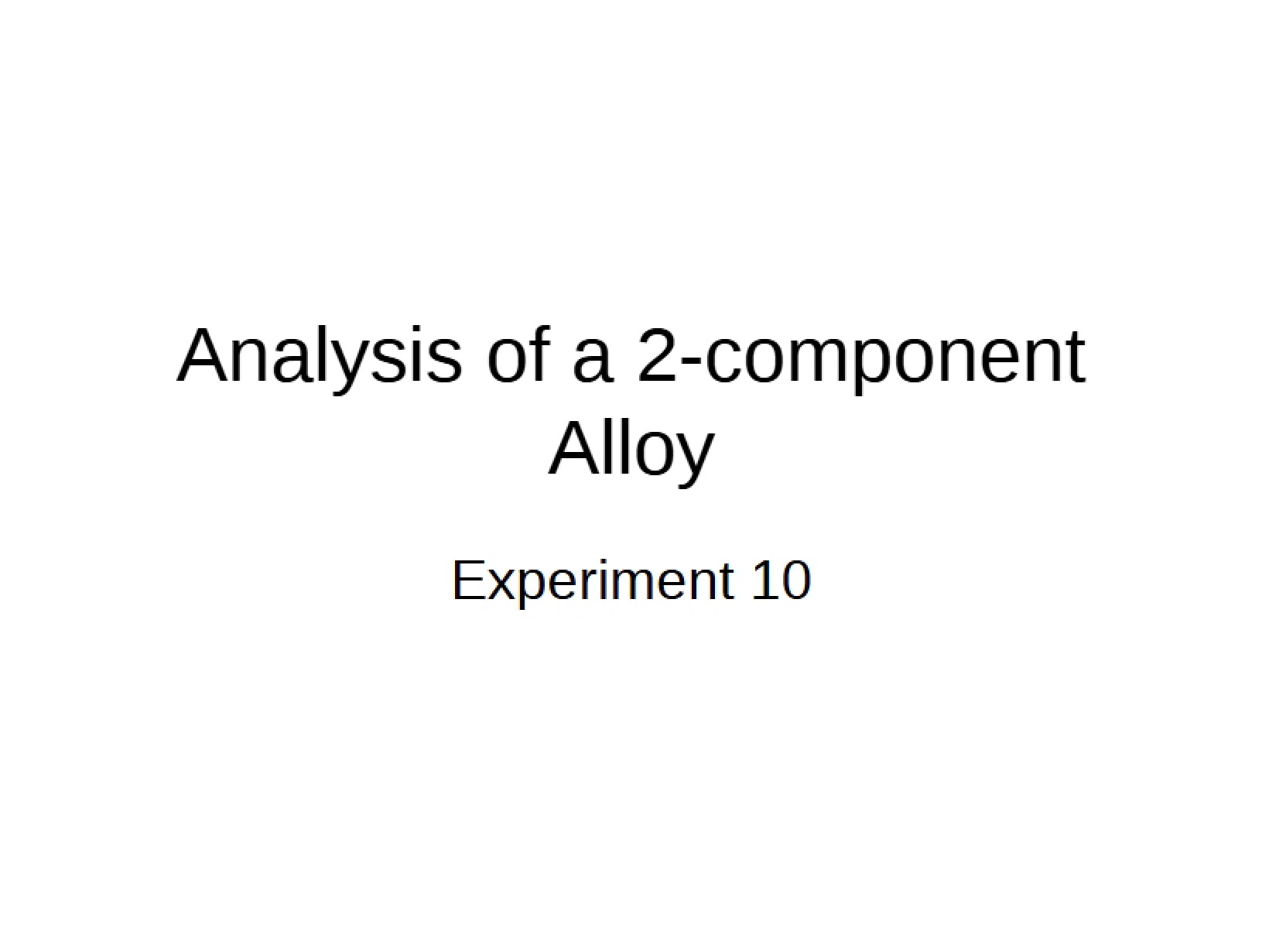 2-Component Alloy Analysis