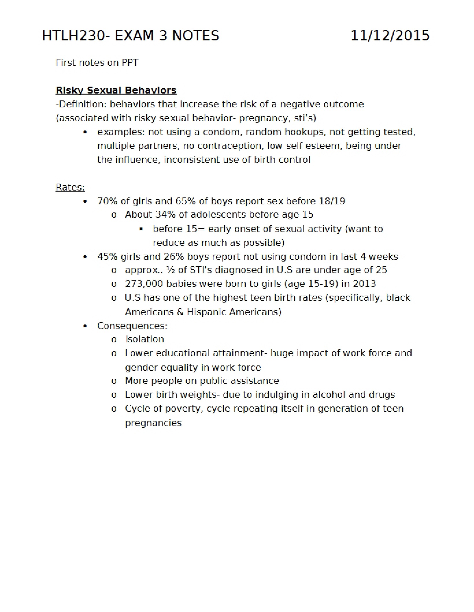 Notes for Third Exam