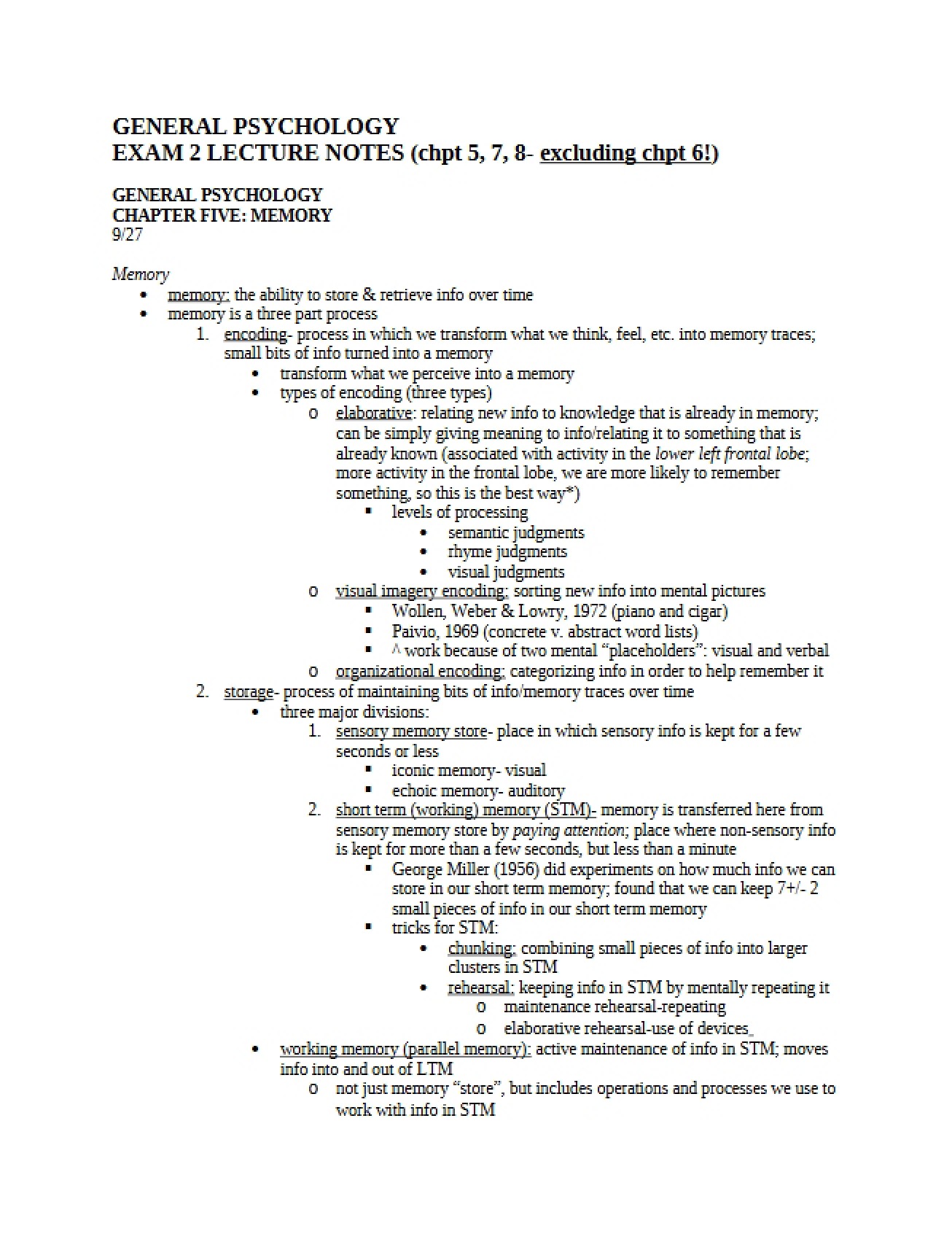 General Psychology Exam 2 - General Psychology