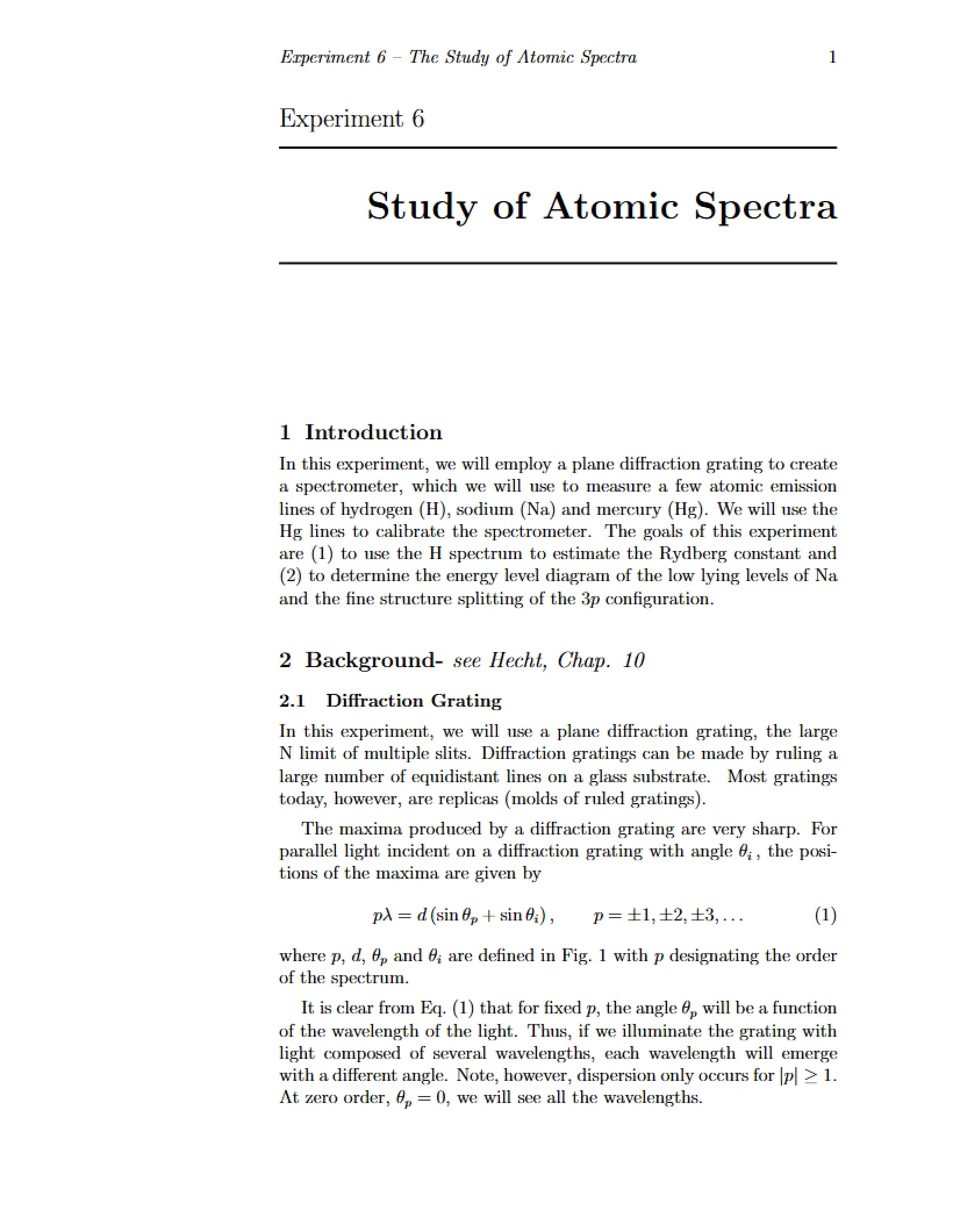 Atomic Spectra Studies