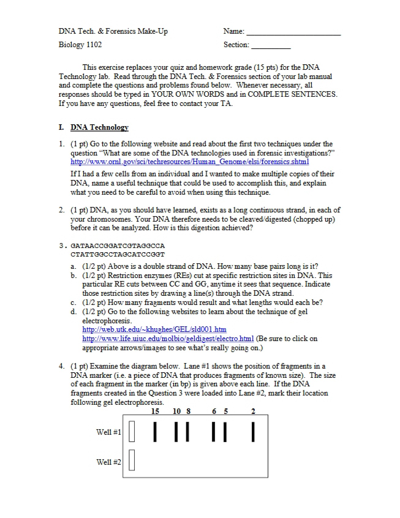 Make-Up Assignment on DNA Technology and Forensics