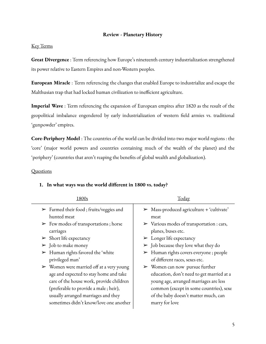 Planetary History - Course Review