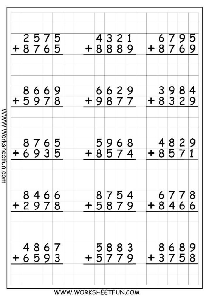 Addition Practice - 4-Digit Numbers Worksheet