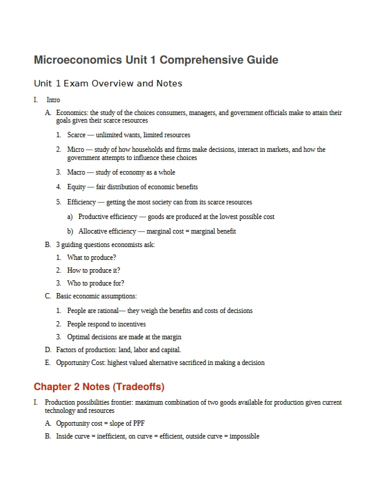 Second Set of Notes on Microeconomic Theory