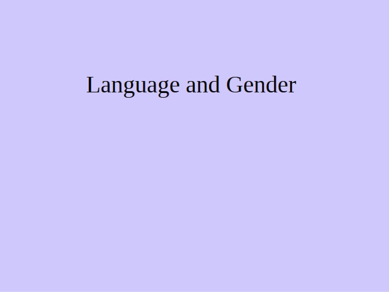 Gender in Language