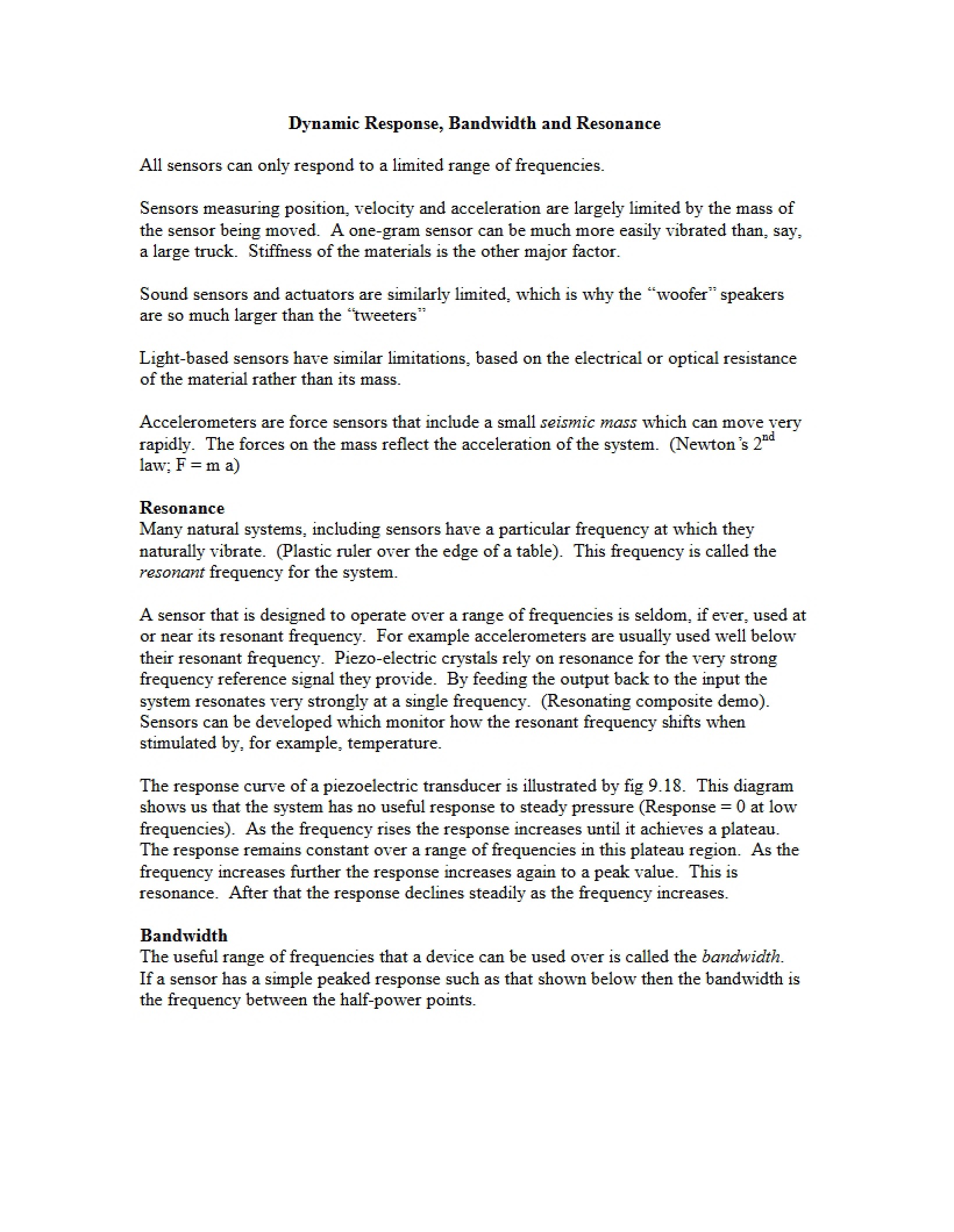 Analysis of Dynamic Response