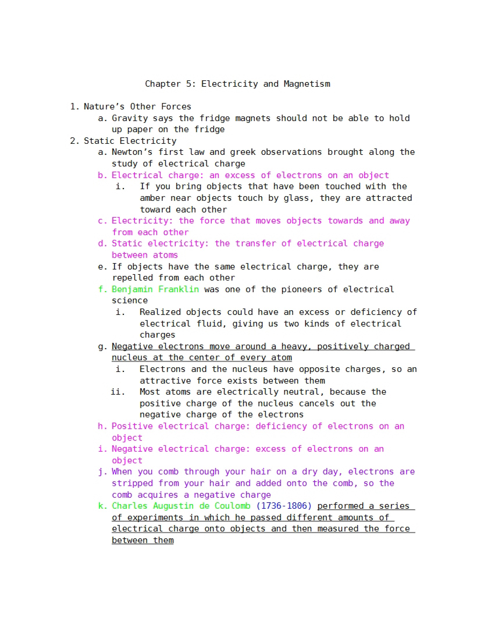 Magnetism and Electricity (Chapter 5)