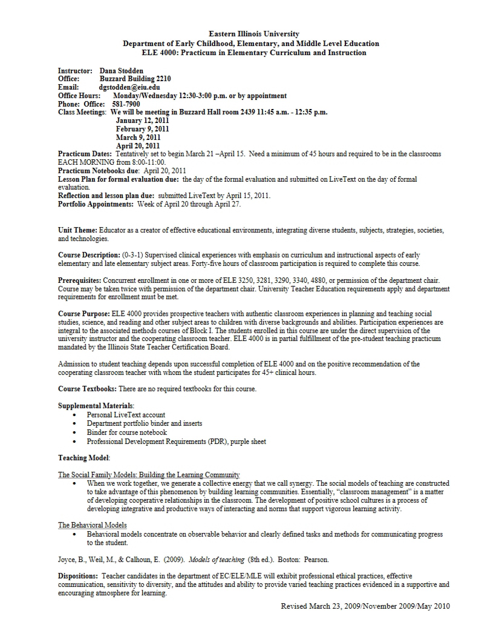 Syllabus - 11 Pages