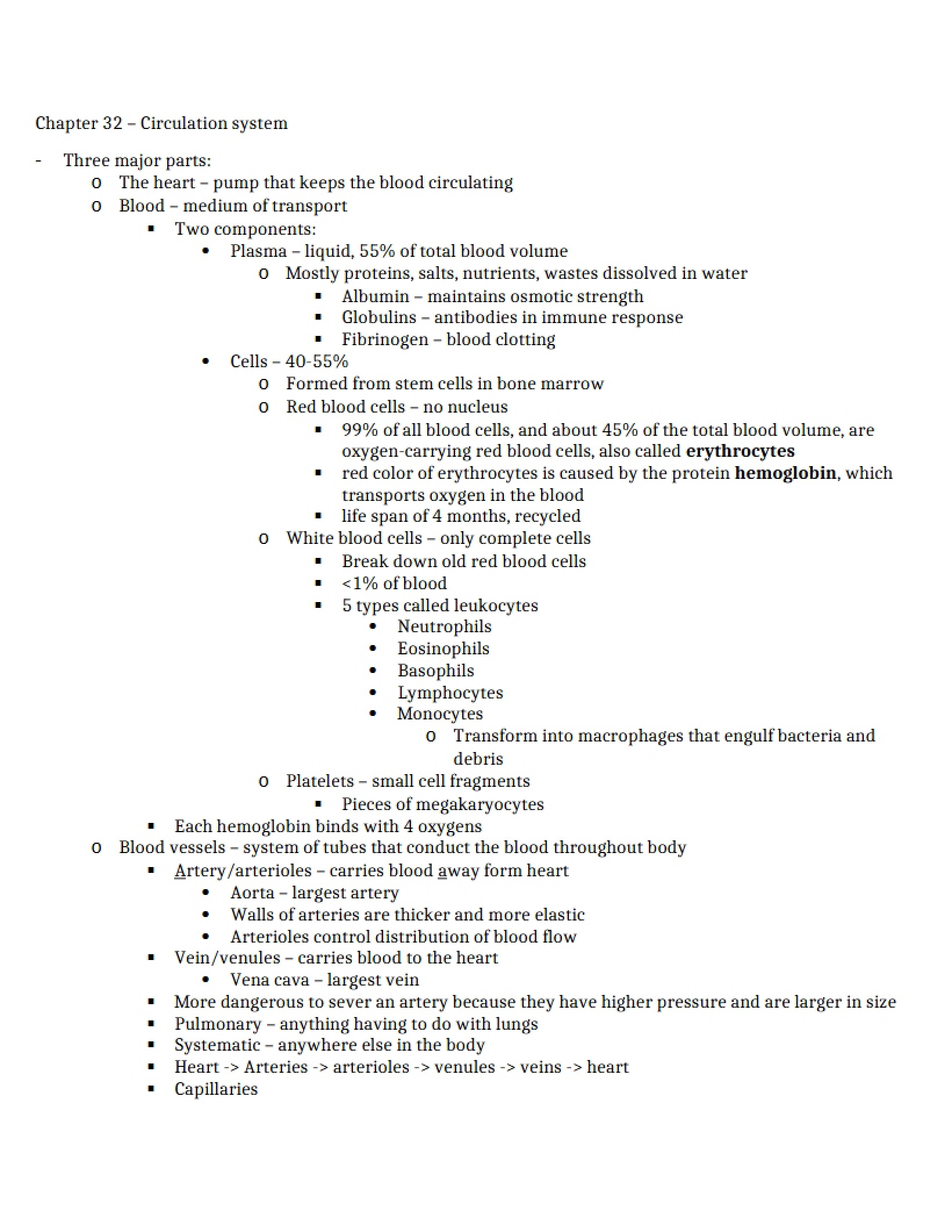 Circulatory System - Chapter 32
