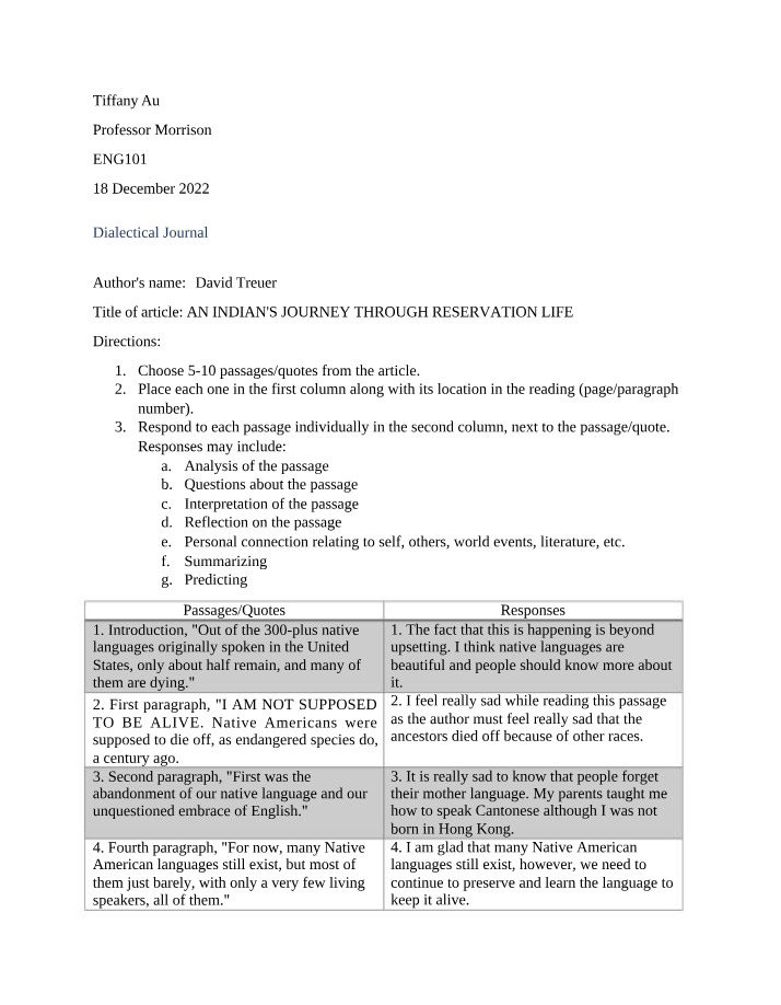 ENGL101 Dialectical Journal - Tiffany Au
