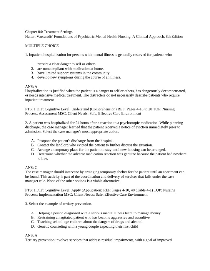 Inpatient Hospitalization for Mental Illness
