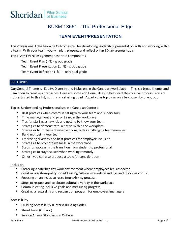BUSM13551 - Team Event