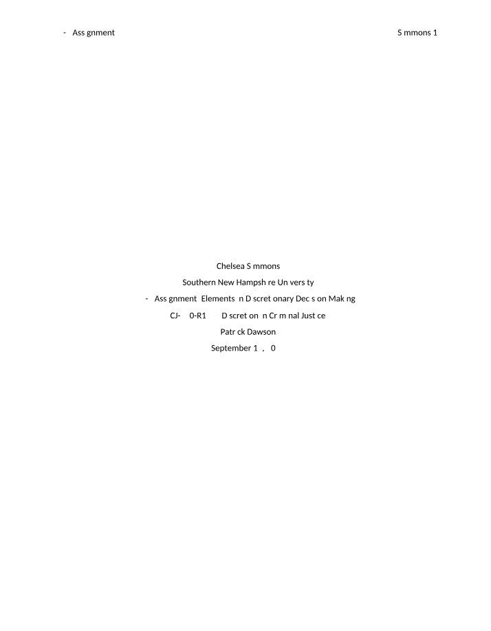 Elements in Discretionary Decision Making - 3-2 Assignment