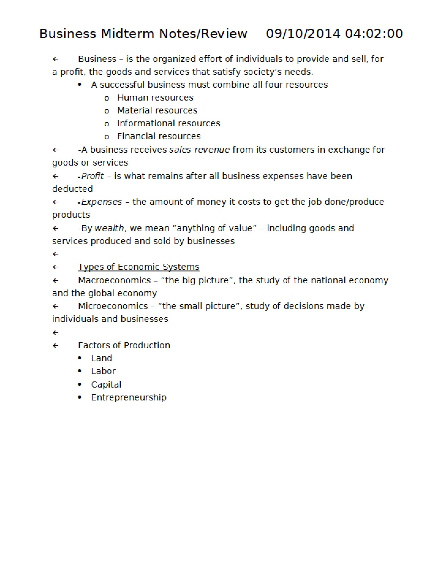 Midterm for Business