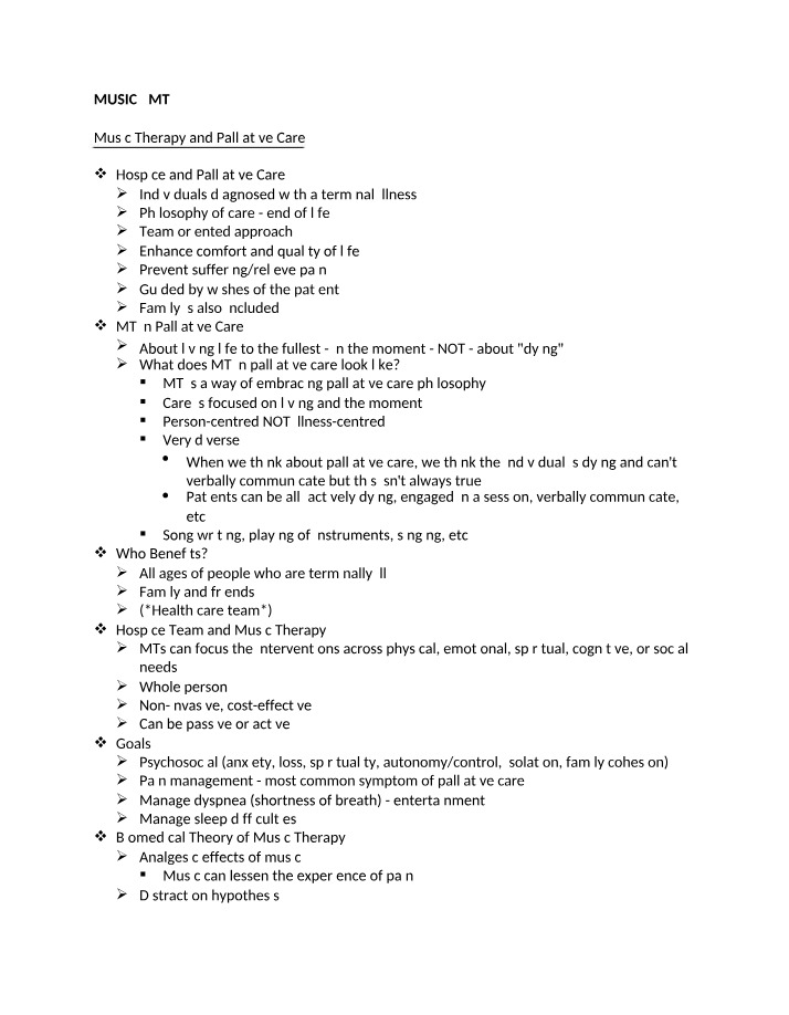 Notes on Music Therapy in Palliative Care