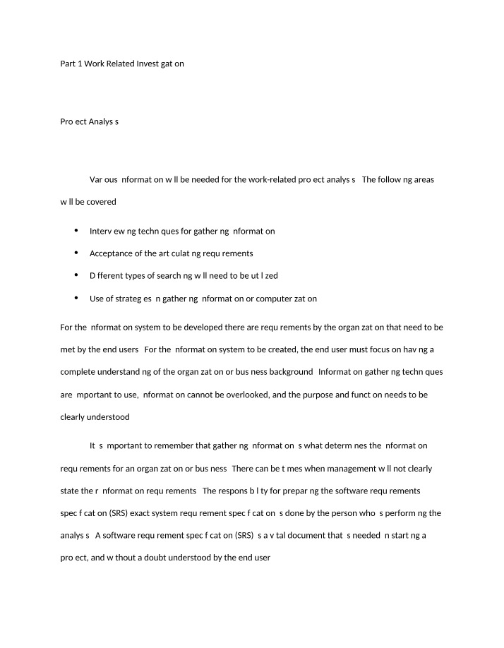 Work Related Investigation - Part 1