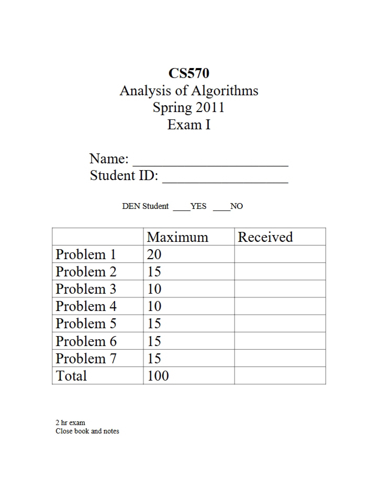 Midterm 1 CS70 Spring 2011