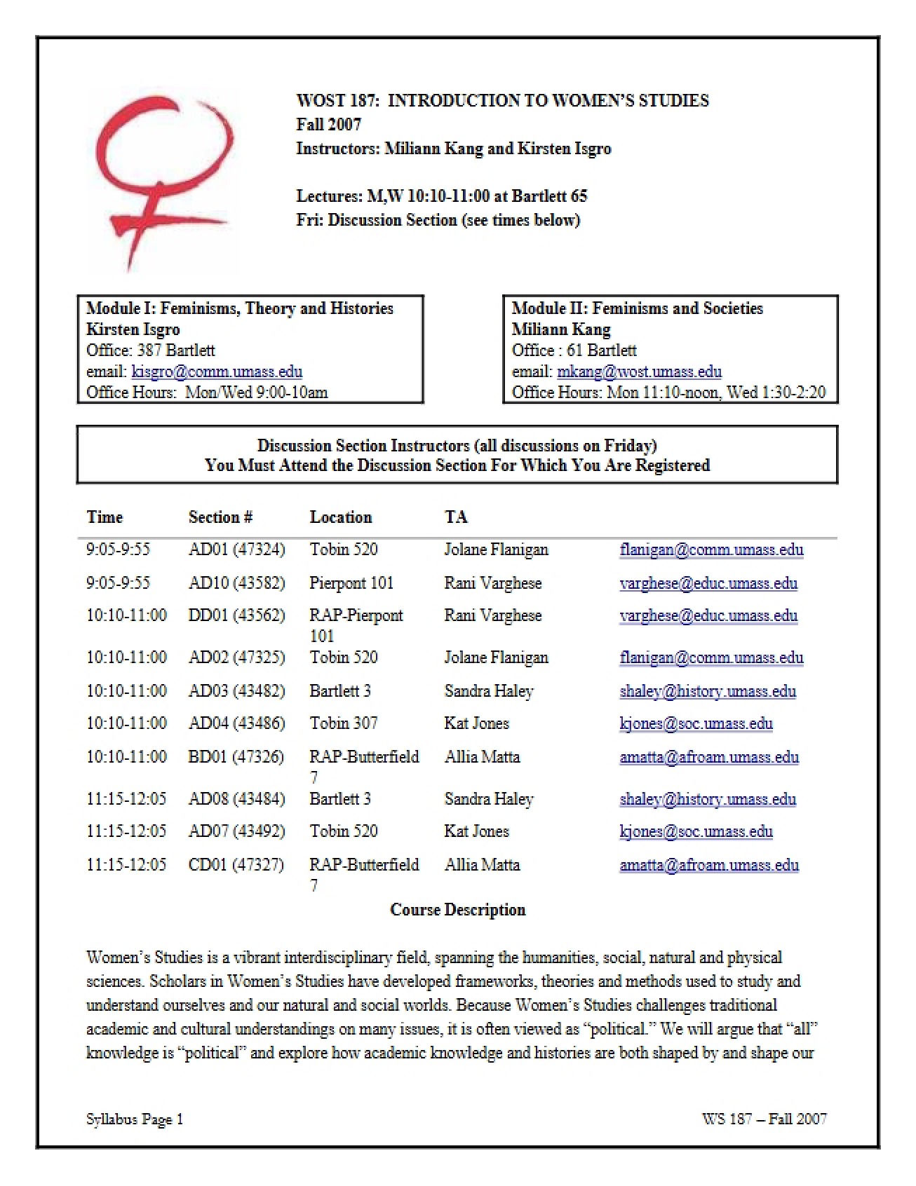 Women's Studies Intro Syllabus