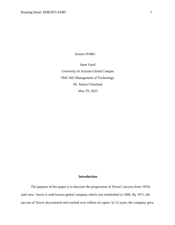 Xerox's PARC - The Progression of Success and Struggles
