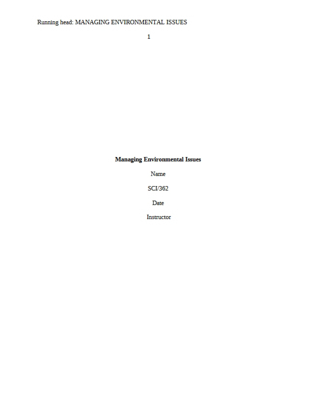 Environmental Issues Management