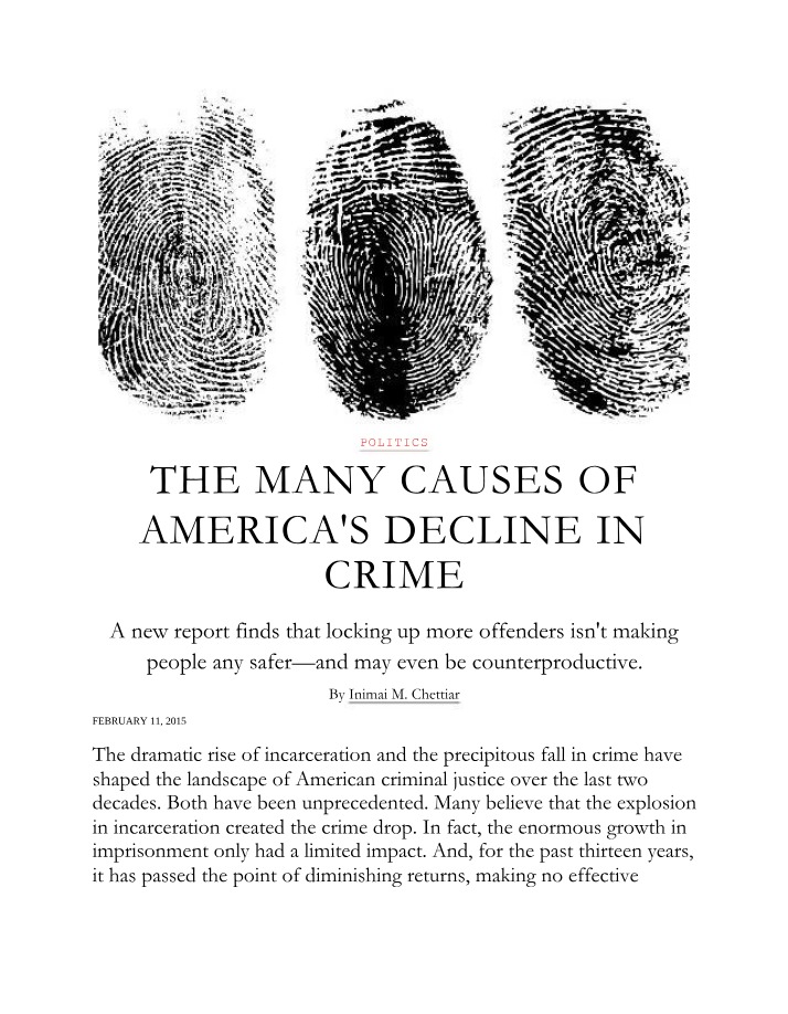 Causes of the Decline in Crime in America