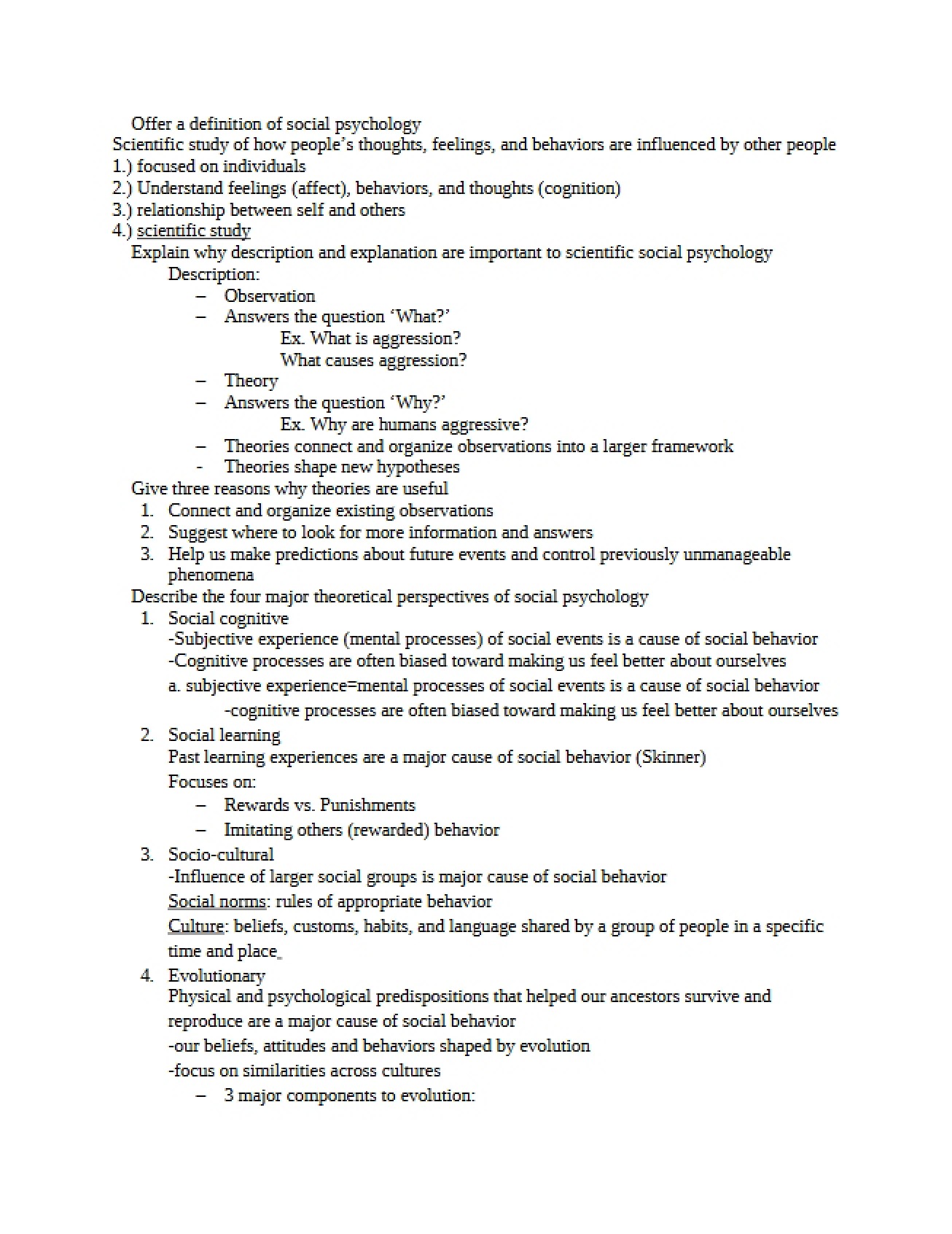 Social Psychology Lecture Notes