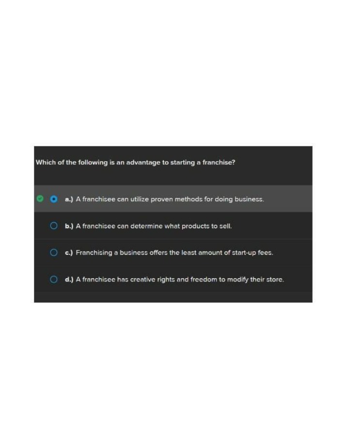 Quiz on Franchise Advantages