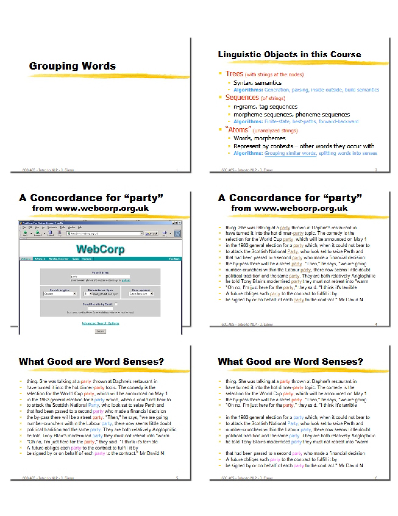 Word Grouping and Clustering Techniques