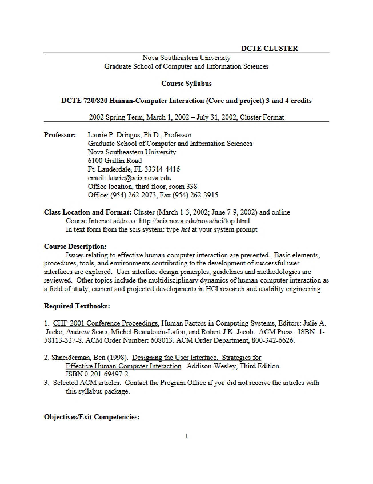 HCI Class Plan