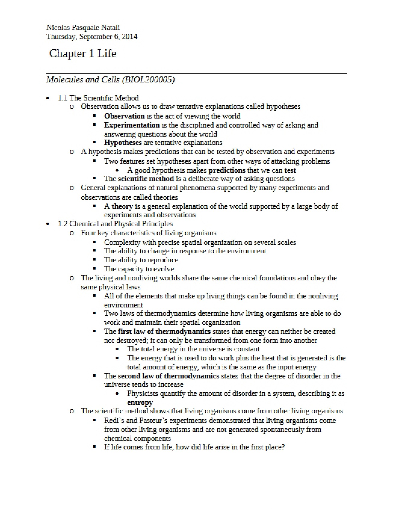 Overview of Molecules and Cells