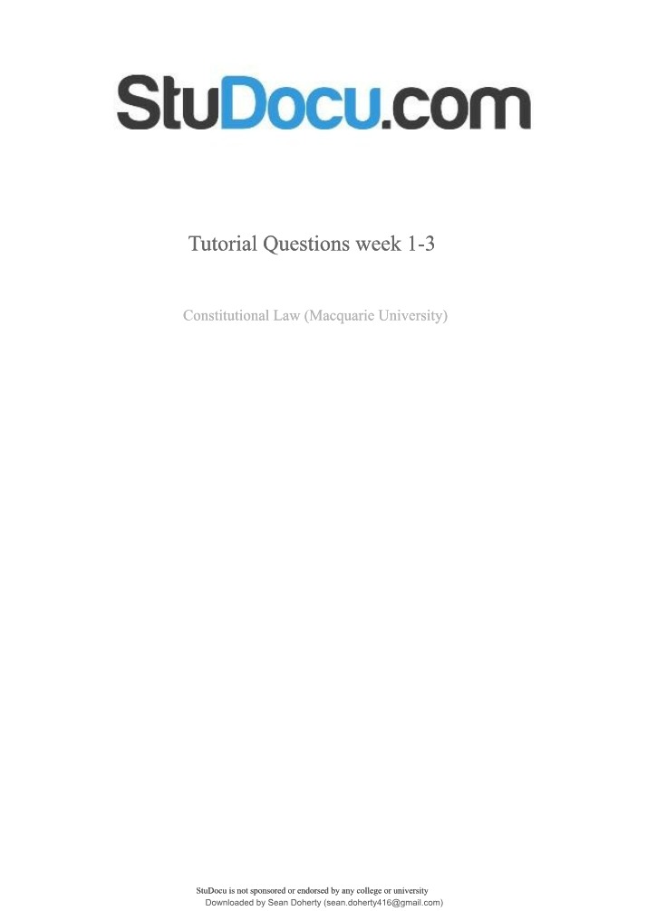 Weeks 1-3 Tutorial Questions