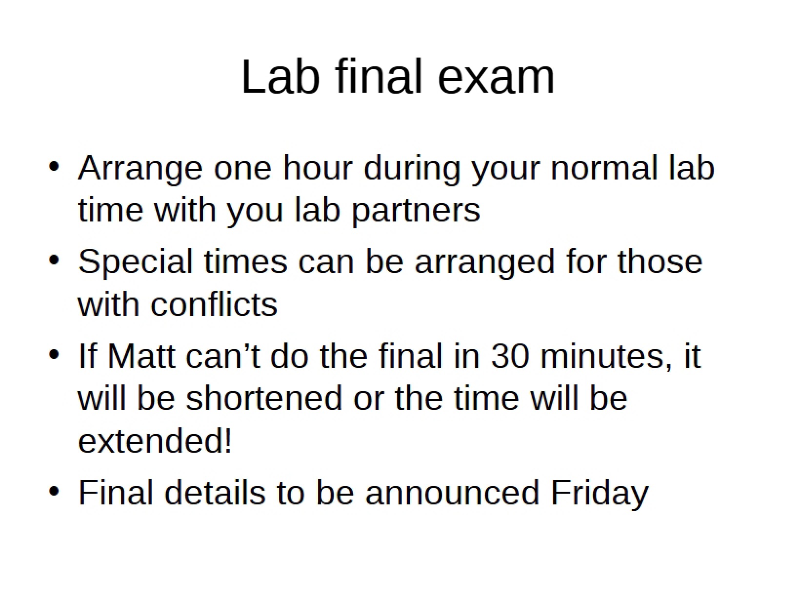 Final Exam for Lab