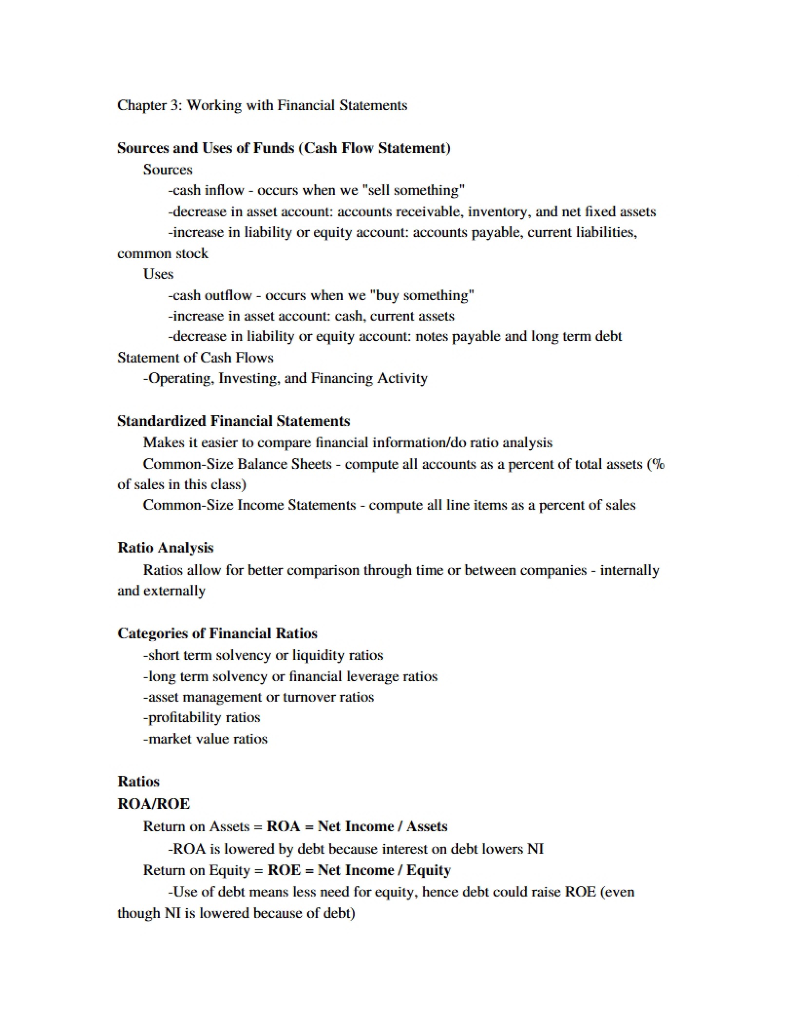 Working with Financial Statements (Chapter 3)