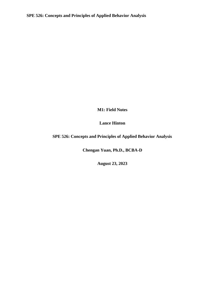 Field Notes for M1 - SPE 526