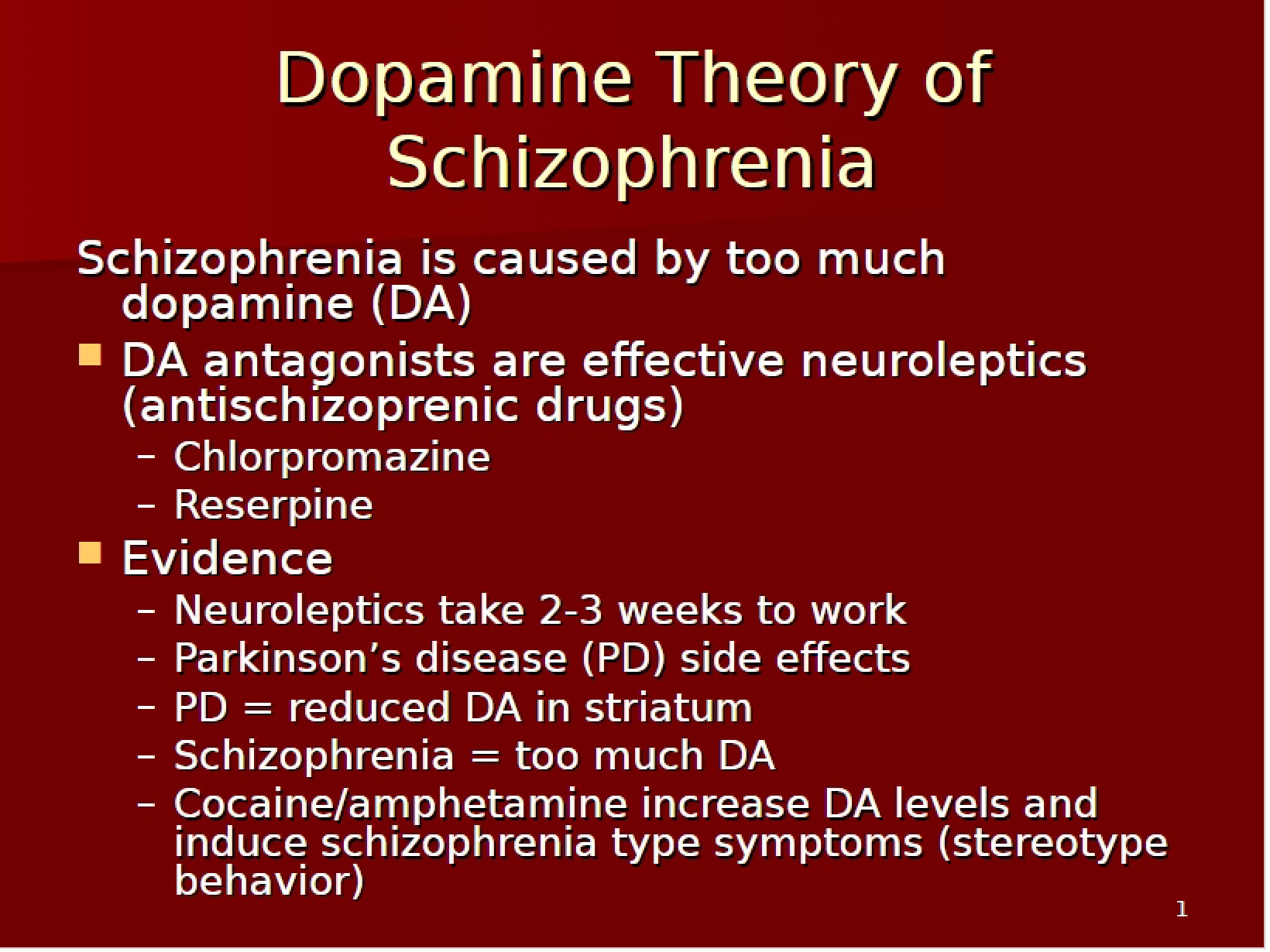 Schizophrenia Dopamine Theory