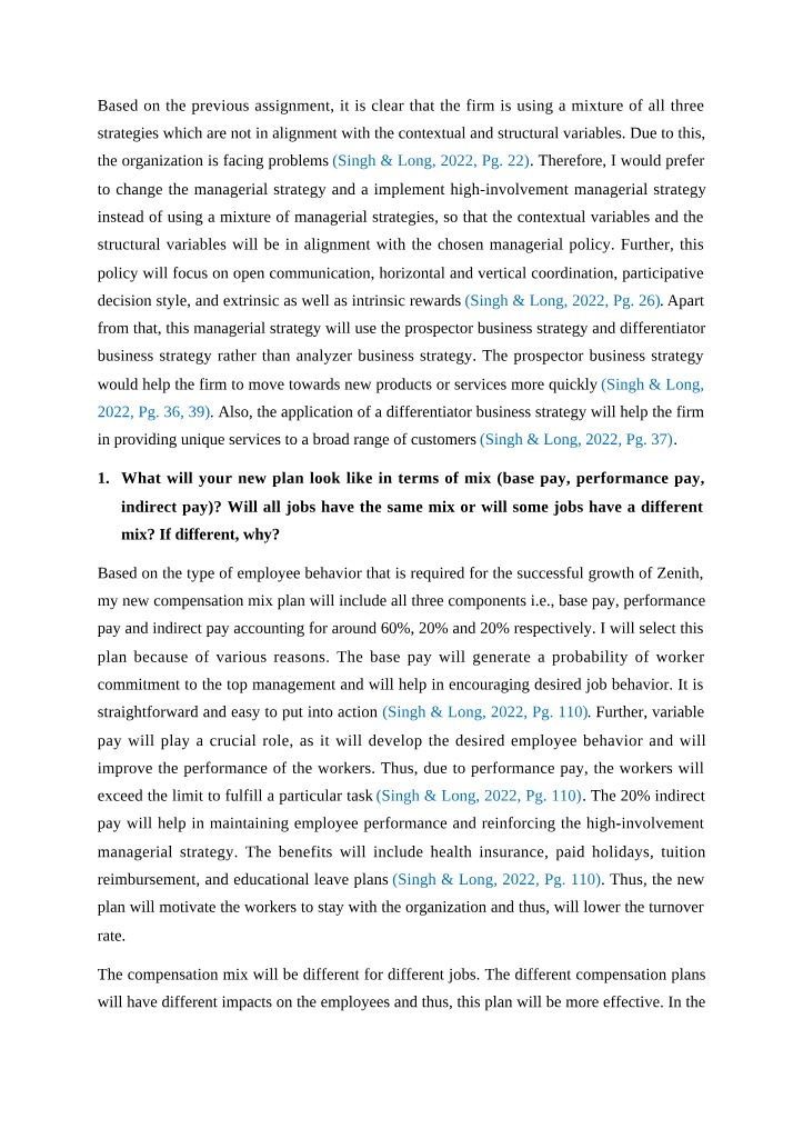 Assignment on Compensation Strategy