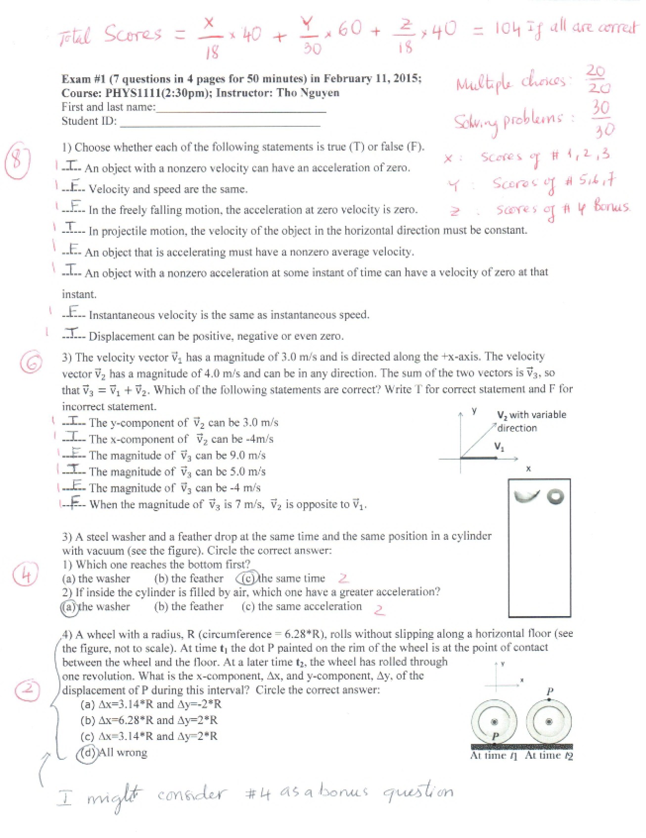 Solution Key for Exam 1