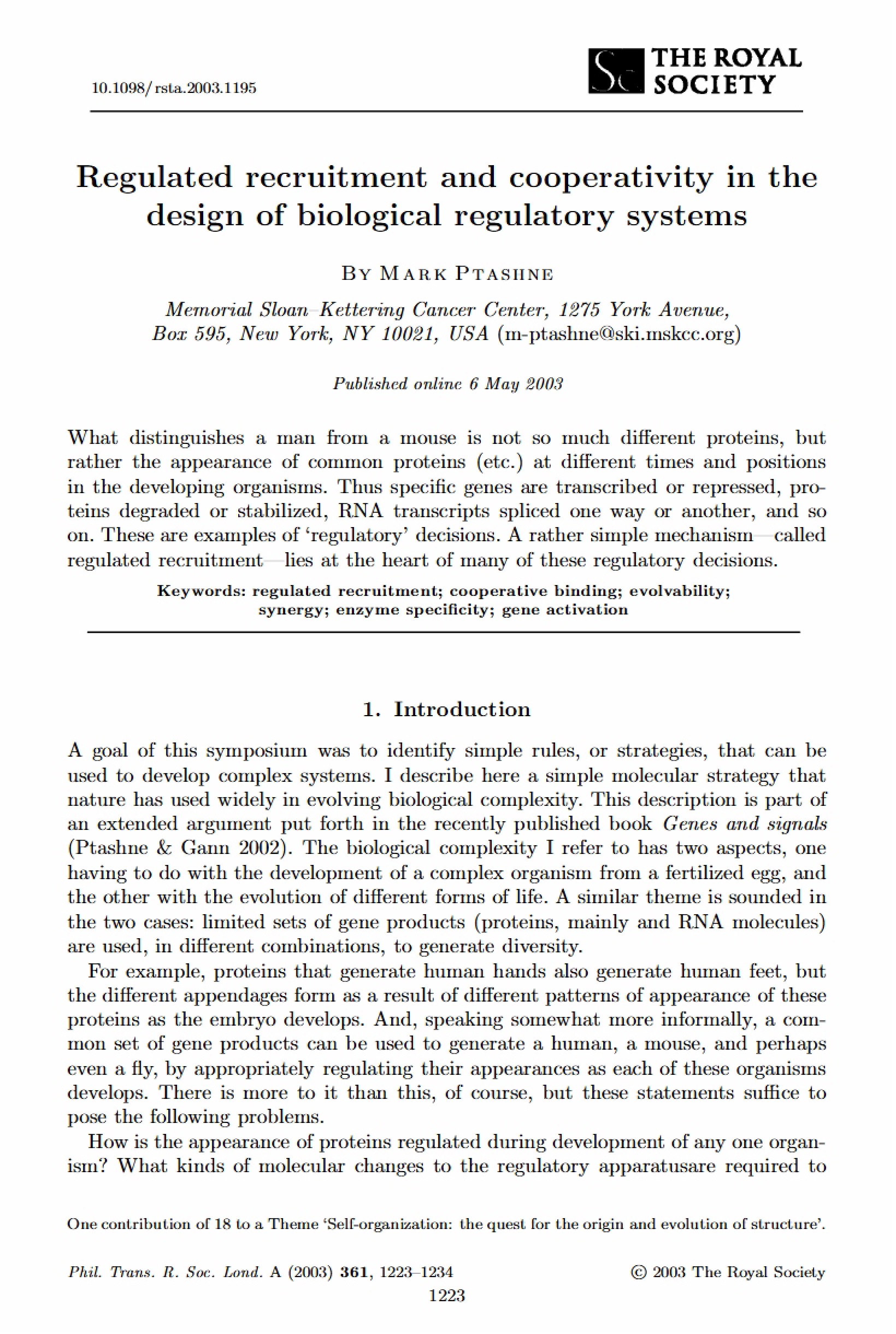 Cooperativity and Regulated Recruitment