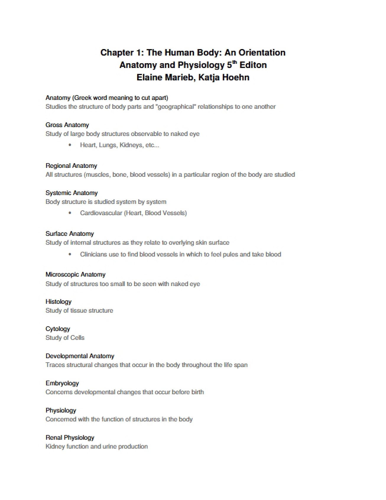 Human Body Chapter 1