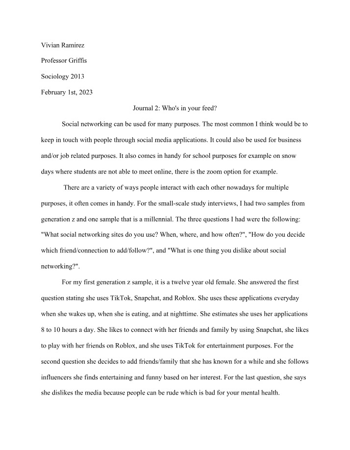 Who's in your feed - SOCI Journal 2