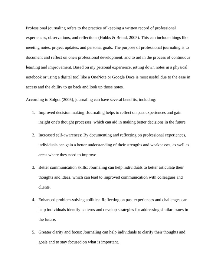 Continuous Learning Through Professional Journaling