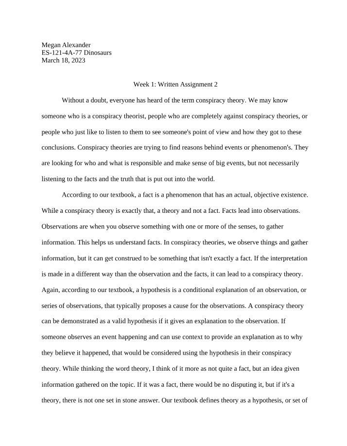 Written Assignment 2 for Week 1