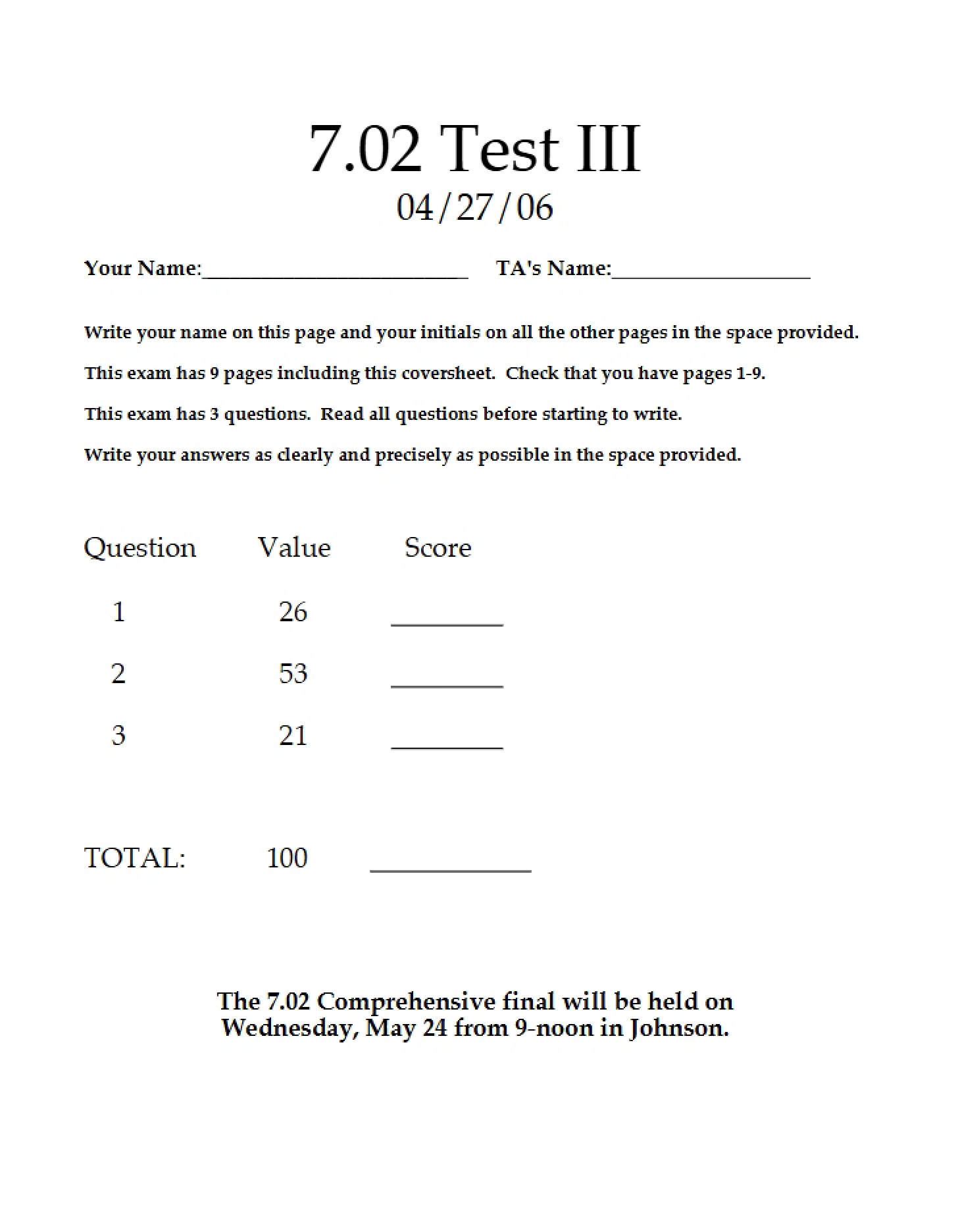 Third Test