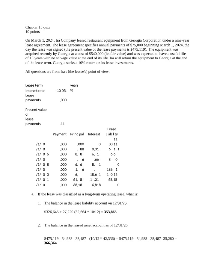 Quiz for Chapter 15