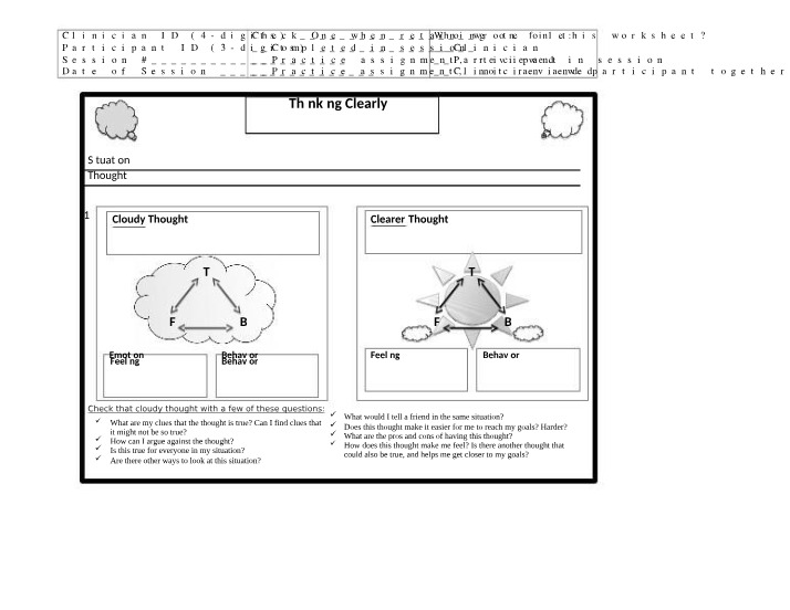 Worksheet - Thinking Clearly